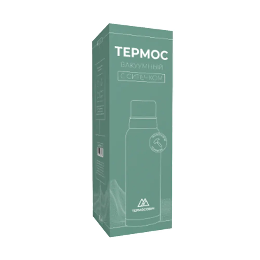 Термос для чая с ситечком 1.2л, молотковое покрытие, зеленый, Термосович