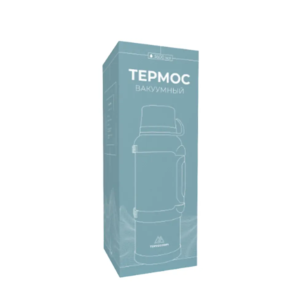 Термос большой 3,6 л, вакуумный, для чая, еды, широкое горло, доп.чашка, Термосович